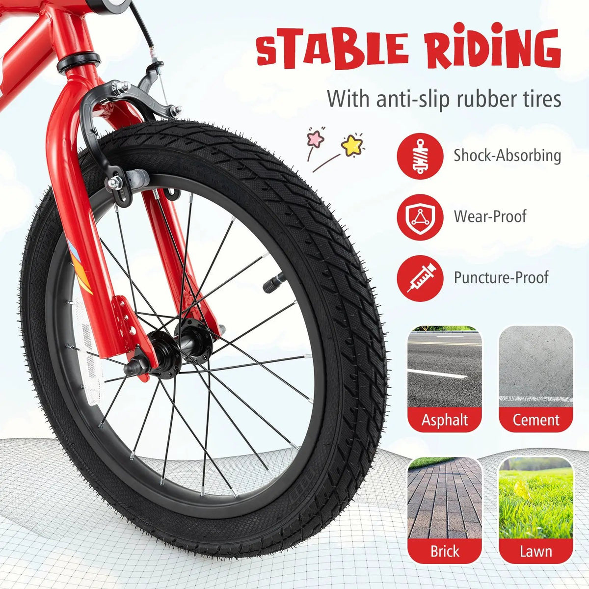 18 Inch Kids Bike with LED Lights Adjustable Carbon Steel Bicycle for 4-8 Years Old-18 inches, photo 7 of 9