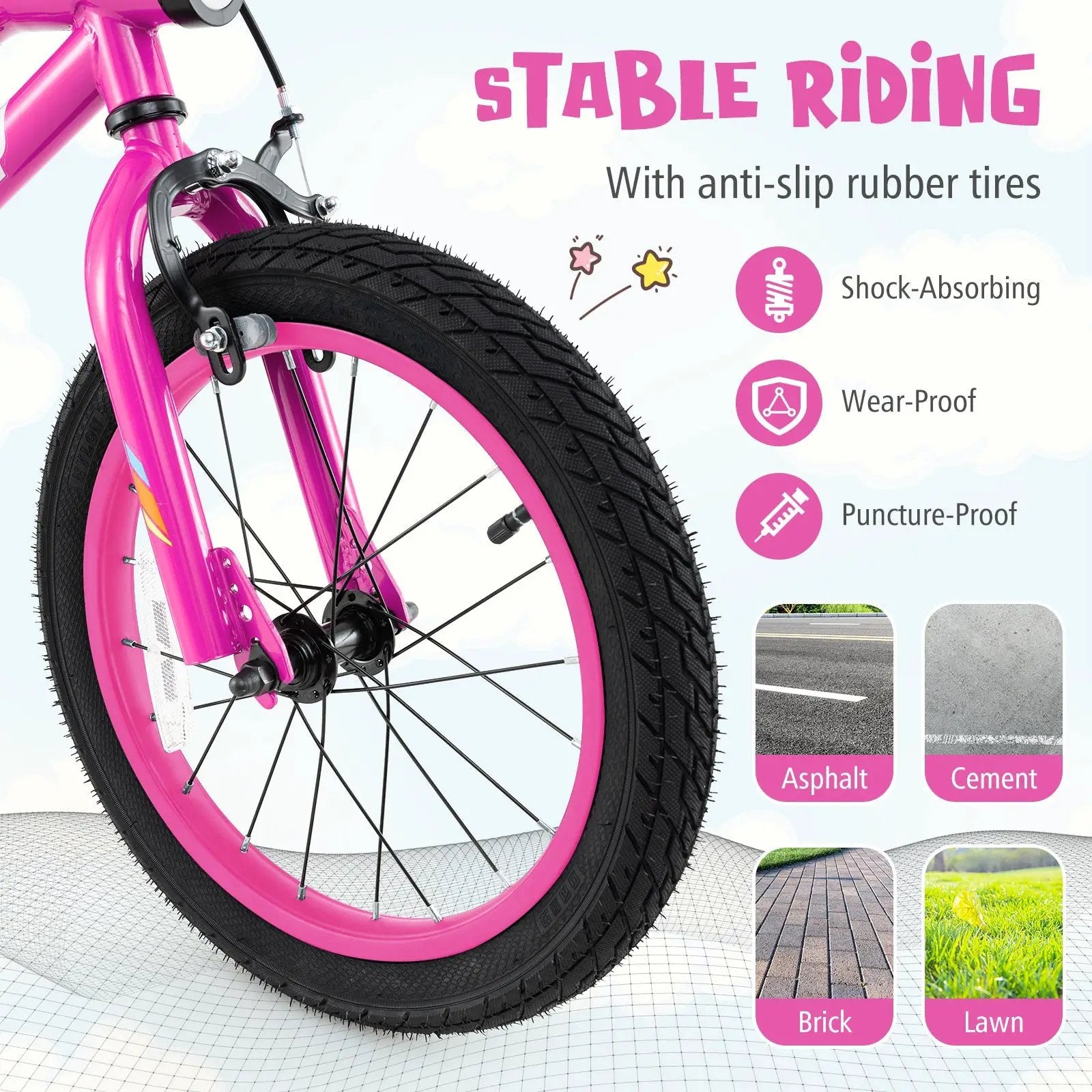 18 Inch LED Lighted Kids Bike with Training Wheels and Headlight for Ages 4-8 Years-18 inches by DirectDeals