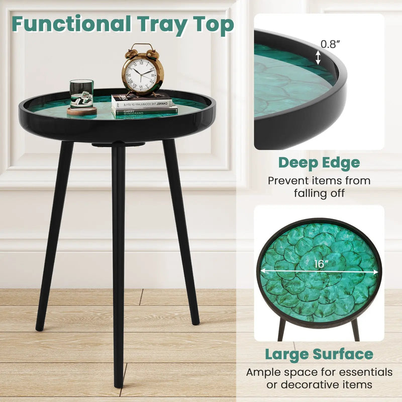 Sea Shell End Table with Tray Top - Mid-Century Modern by DirectDeals