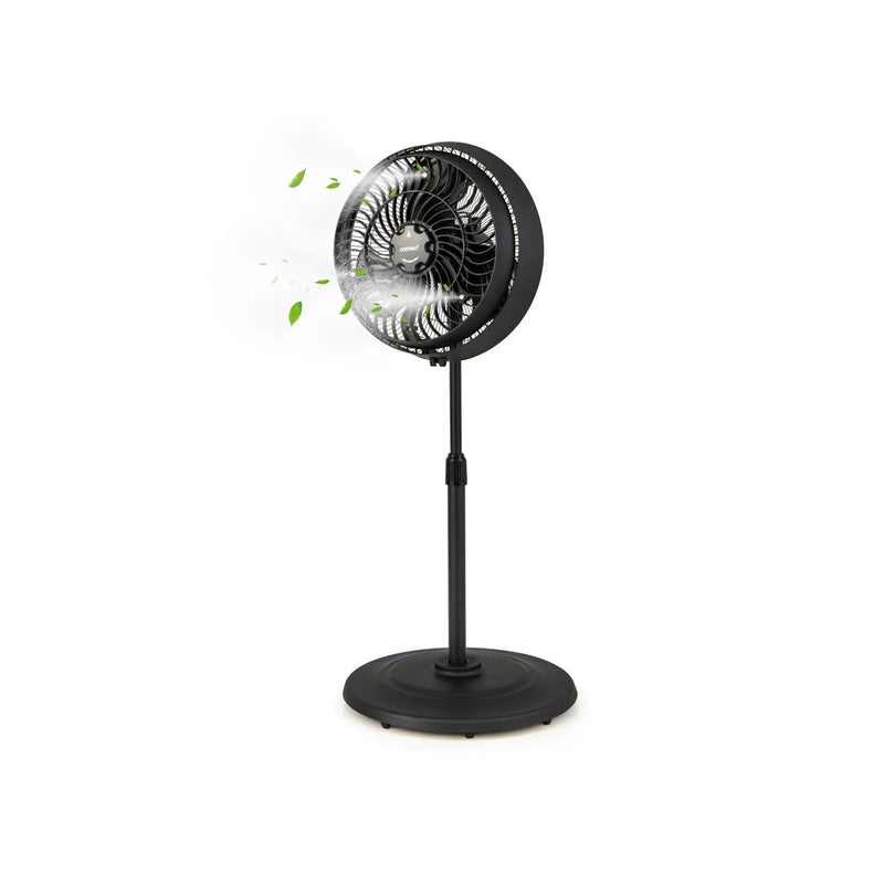 16 Inch Outdoor Misting Fan Oscillating Pedestal Fan with 3 Mist Levels-Black by DirectDeals
