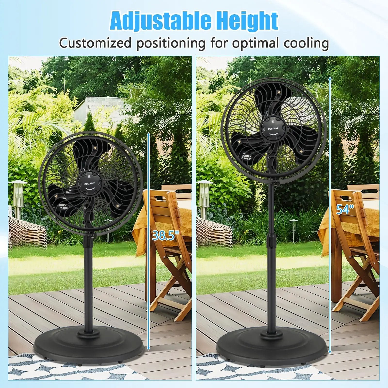 16 Inch Outdoor Misting Fan Oscillating Pedestal Fan with 3 Mist Levels-Black by DirectDeals