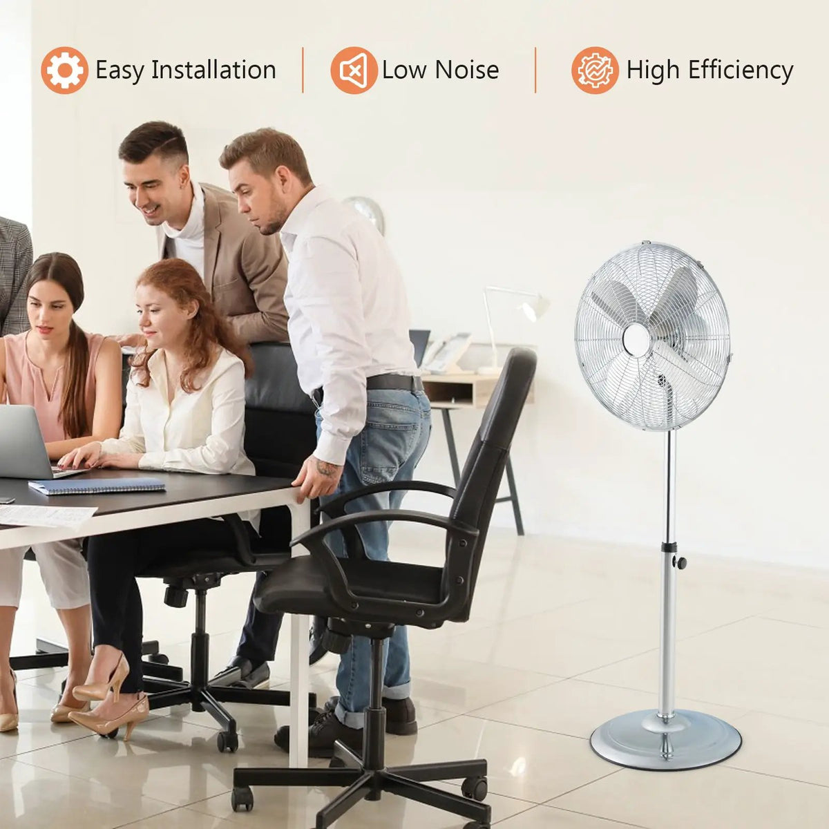 16 Inch Pedestal Standing Fan Oscillating Pedestal Fan with 3 Speeds and Adjustable Height