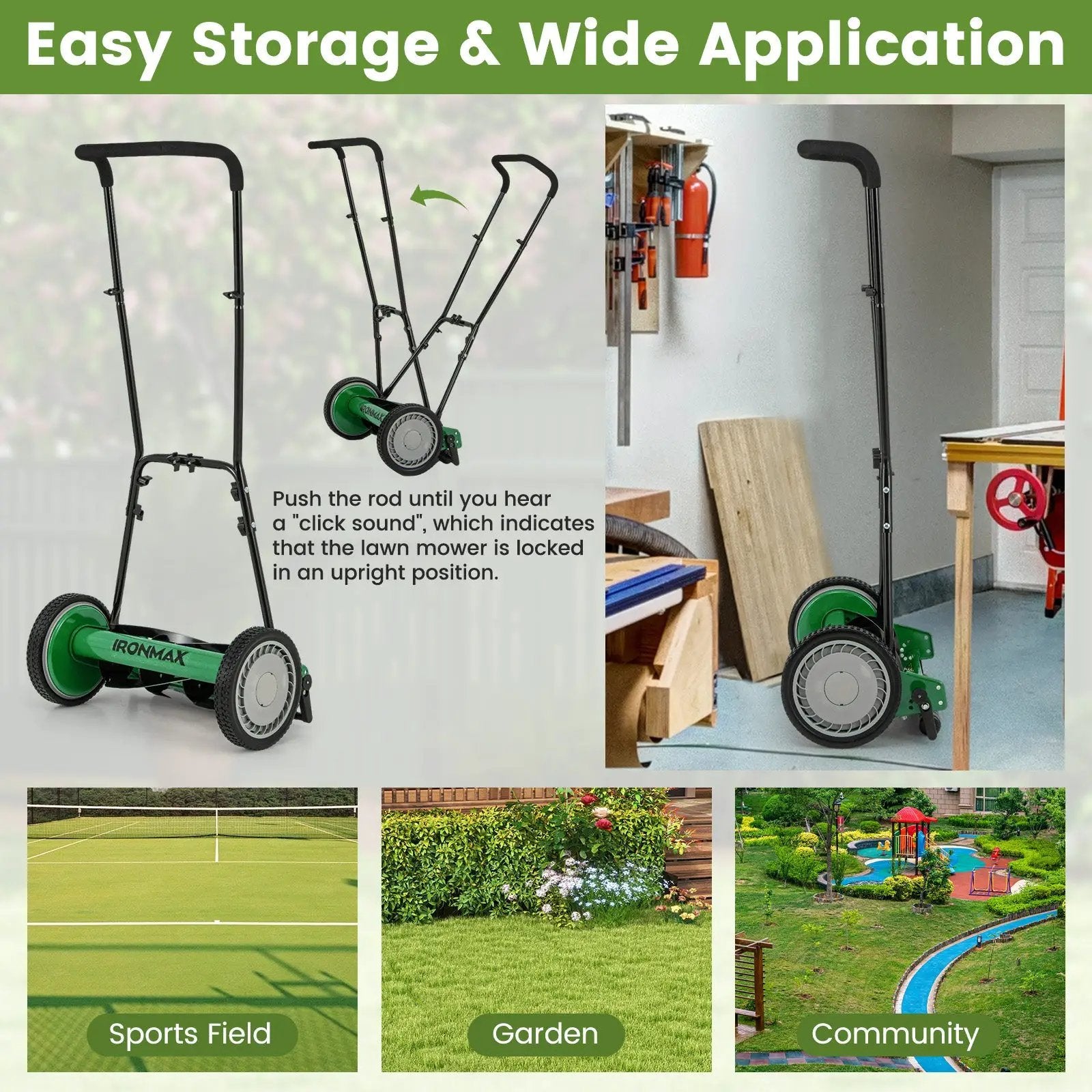 16 Inch Push Lawn Mower with 5 Steel Blades and Grass Catcher Bag by DirectDeals