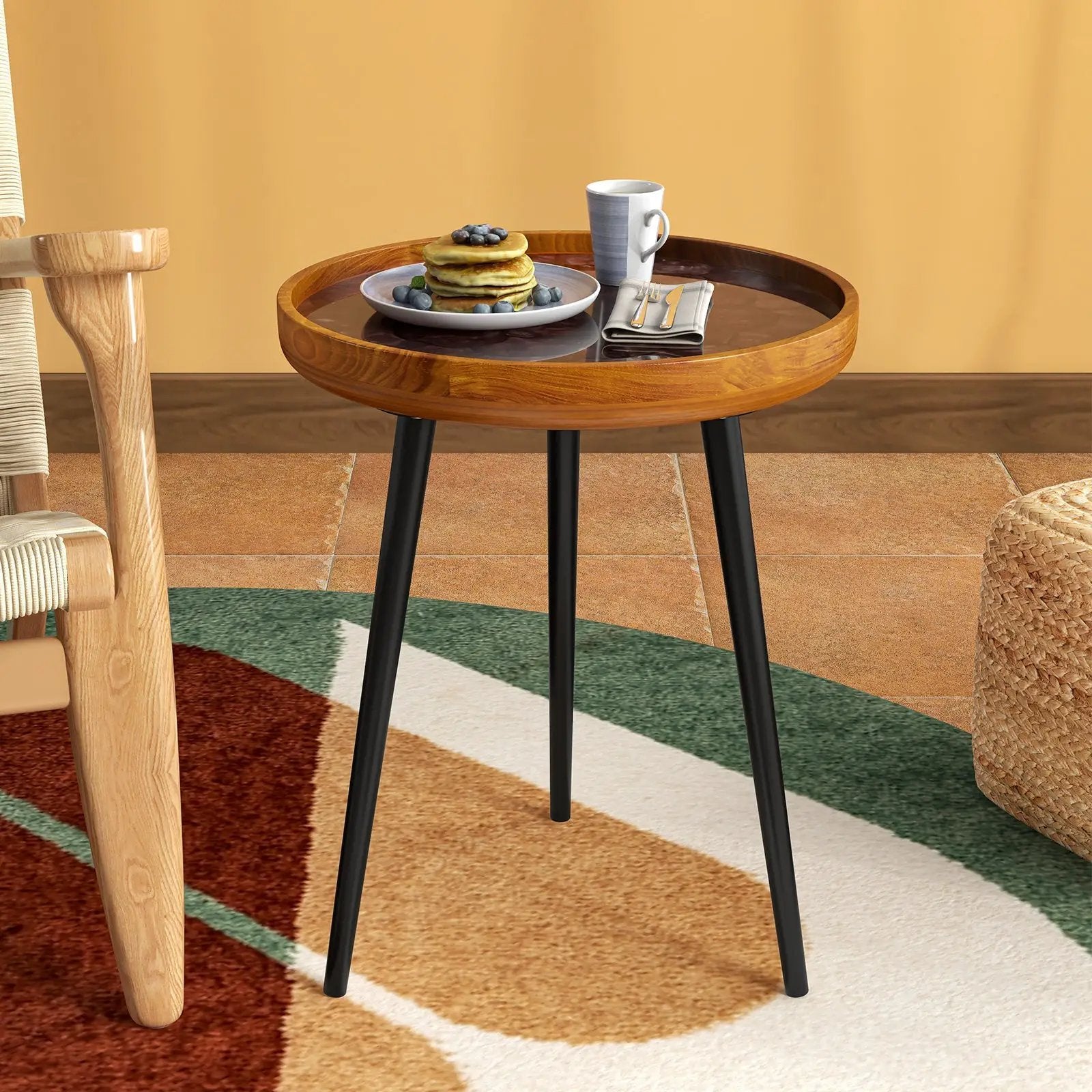 Round Sea Shell End Table with Epoxy Resin Finish by DirectDeals