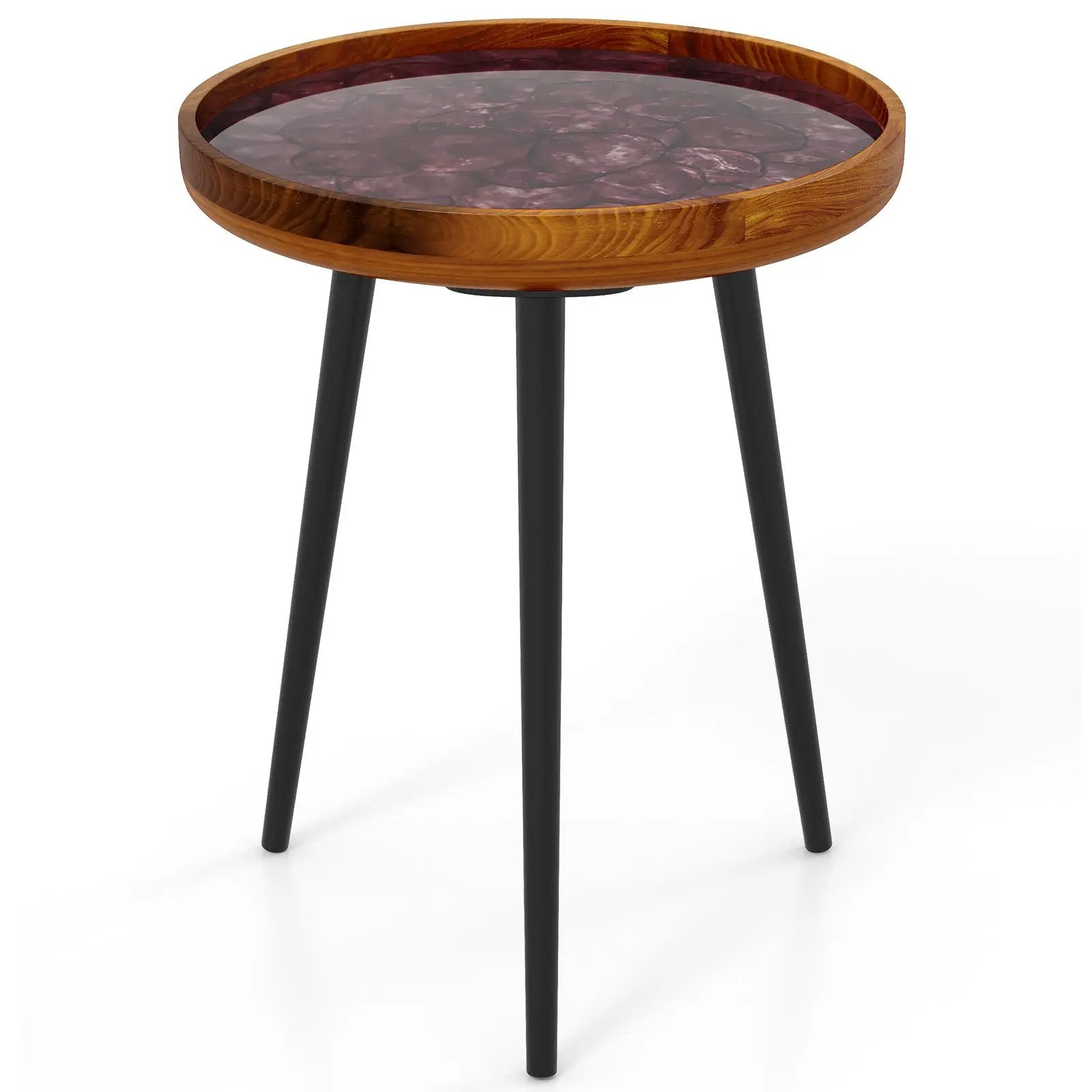 Round Sea Shell End Table with Epoxy Resin Finish by DirectDeals