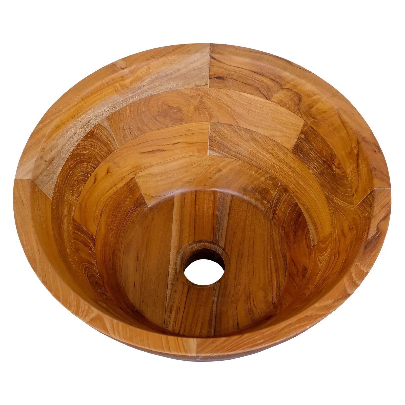 16 Inch Teak Wood Washbasin with Drainage Hole and Smooth Finish by DirectDeals