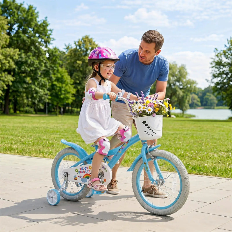 Girls Bike 12-18 Inch with Training Wheels and Basket by DirectDeals