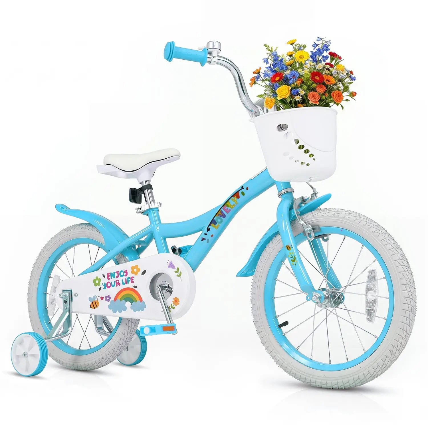 Girls Bike 12-18 Inch with Training Wheels and Basket by DirectDeals