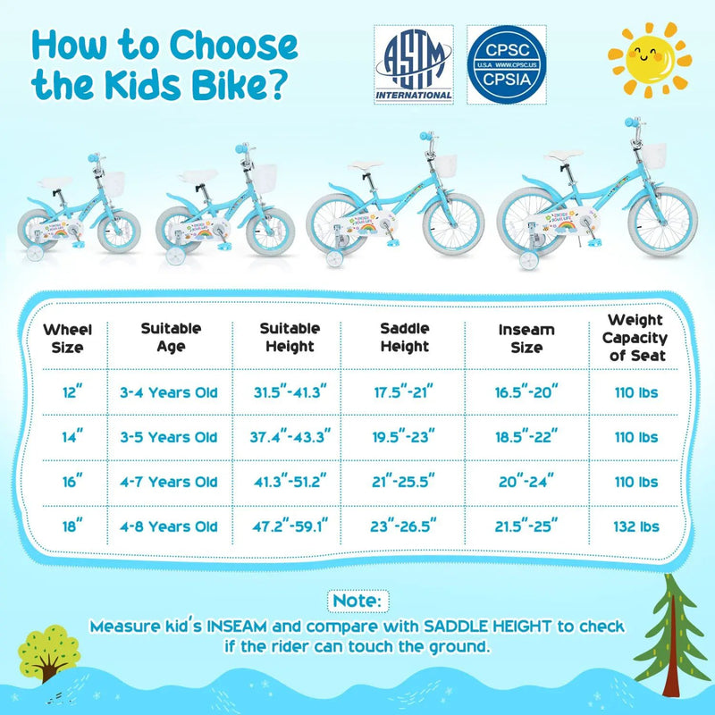 Girls Bike 12-18 Inch with Training Wheels and Basket by DirectDeals