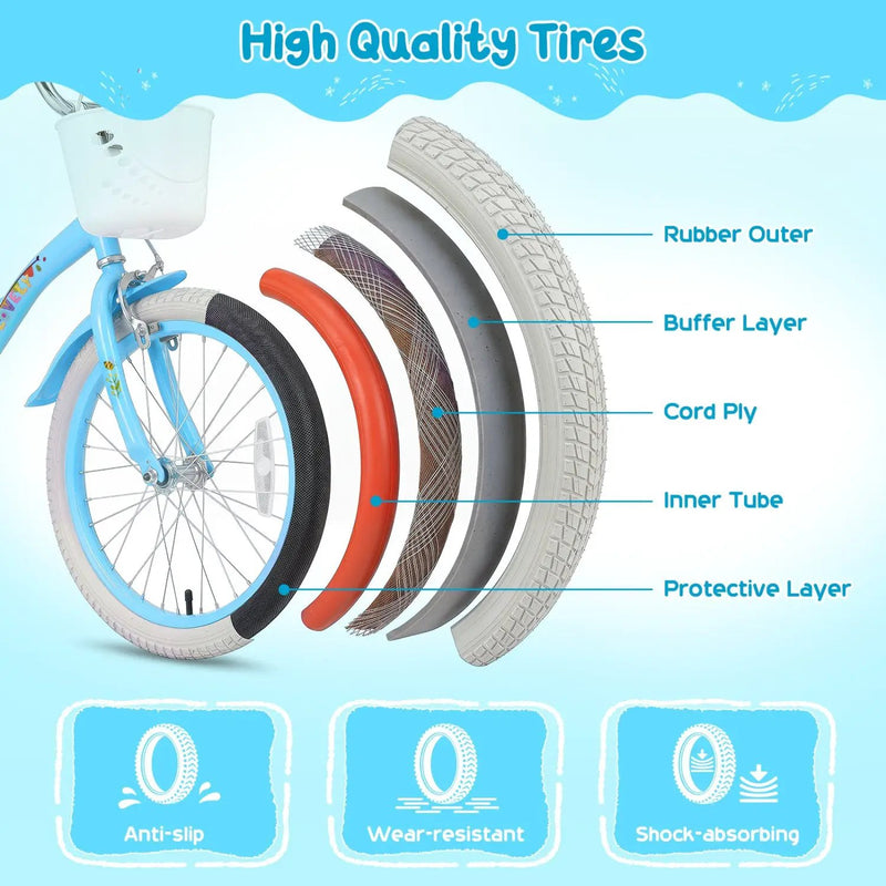 Girls Bike 12-18 Inch with Training Wheels and Basket by DirectDeals
