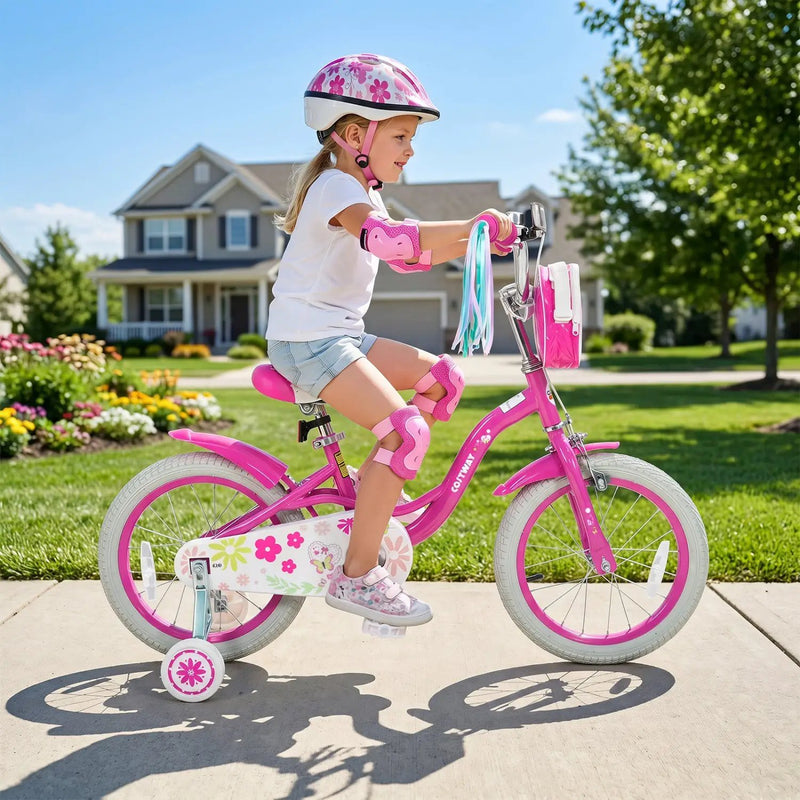 Girls Bike 12-18 Inch with Training Wheels and Front Bag by DirectDeals