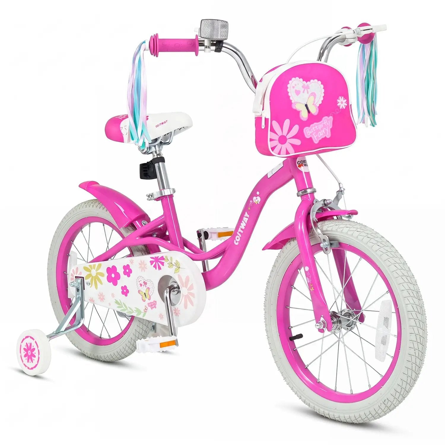 Girls Bike 12-18 Inch with Training Wheels and Front Bag by DirectDeals