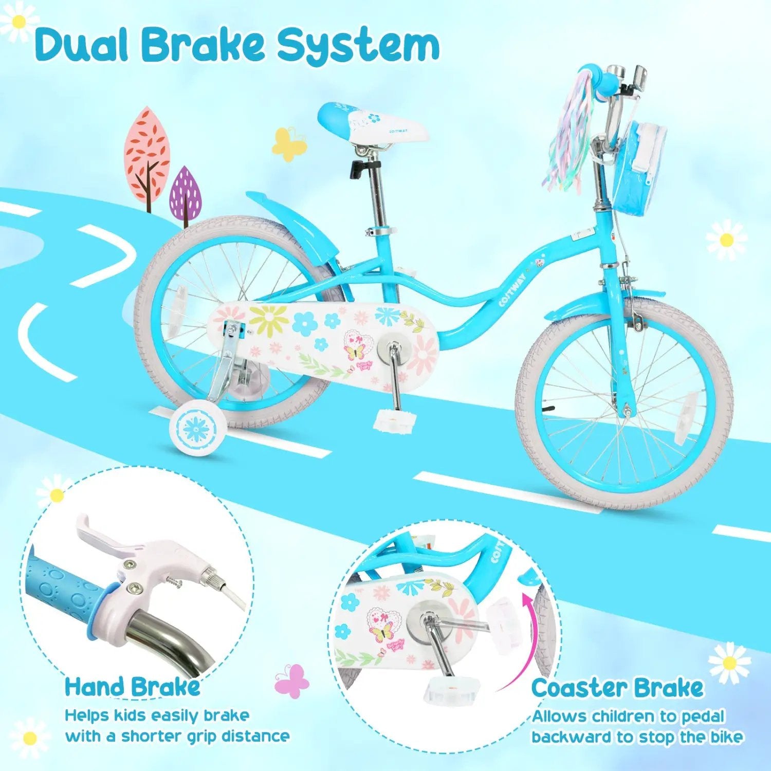 Girls Bike 12-18 Inch with Training Wheels and Front Bag by DirectDeals