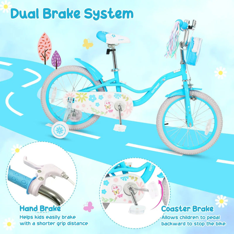 Girls Bike 12-18 Inch with Training Wheels and Front Bag by DirectDeals