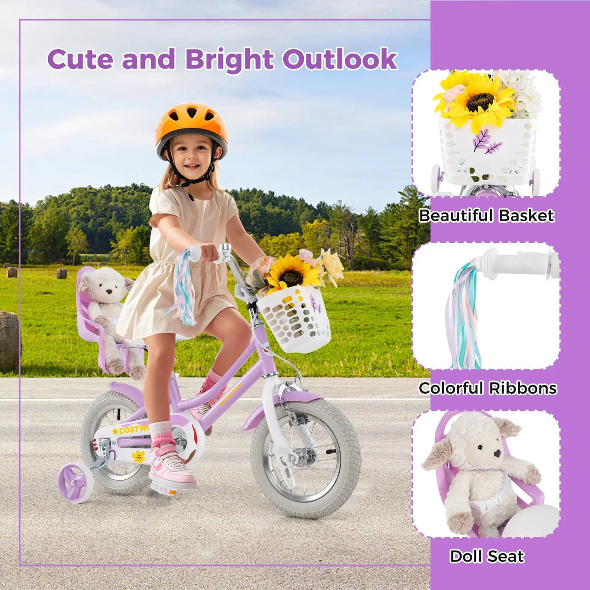 18 Inch Girls Bike Kids Bicycle with Doll Seat and Streamers for Children 4, photo 7 of 12