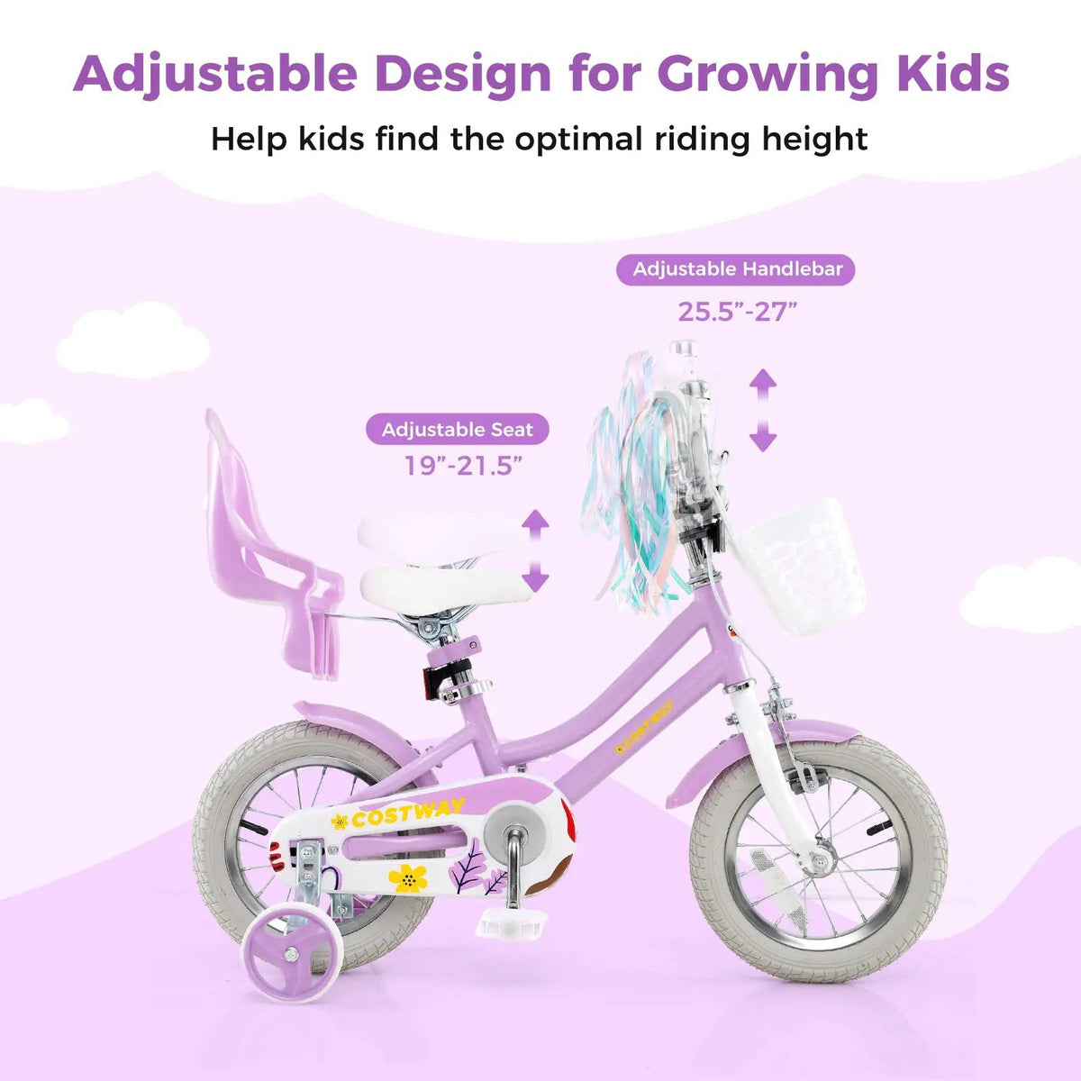18 Inch Girls Bike Kids Bicycle with Doll Seat and Streamers for Children 4, photo 5 of 12