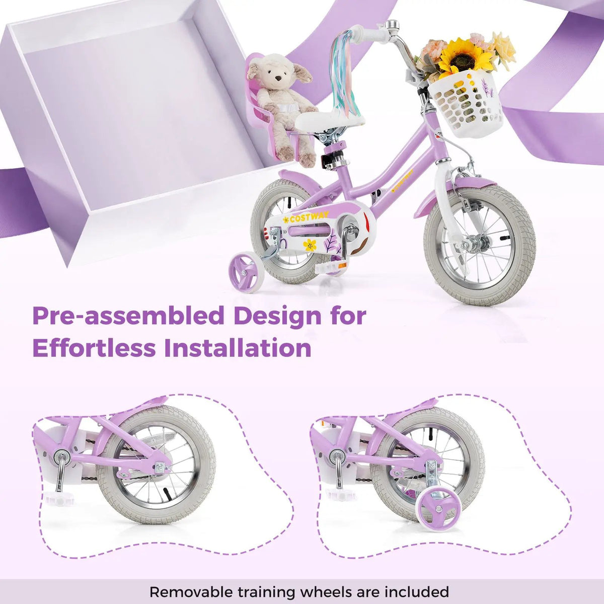 18 Inch Girls Bike Kids Bicycle with Doll Seat and Streamers for Children 4, photo 6 of 12