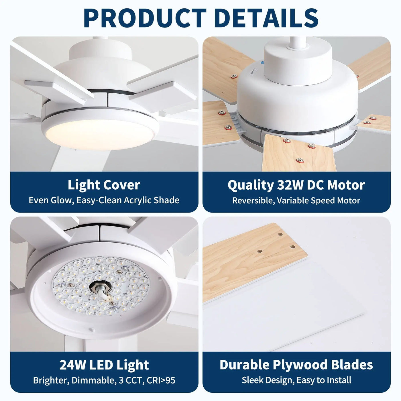 Reversible Motor Integrated LED Dimmable Ceiling Fan With Light by HouseOfZazla