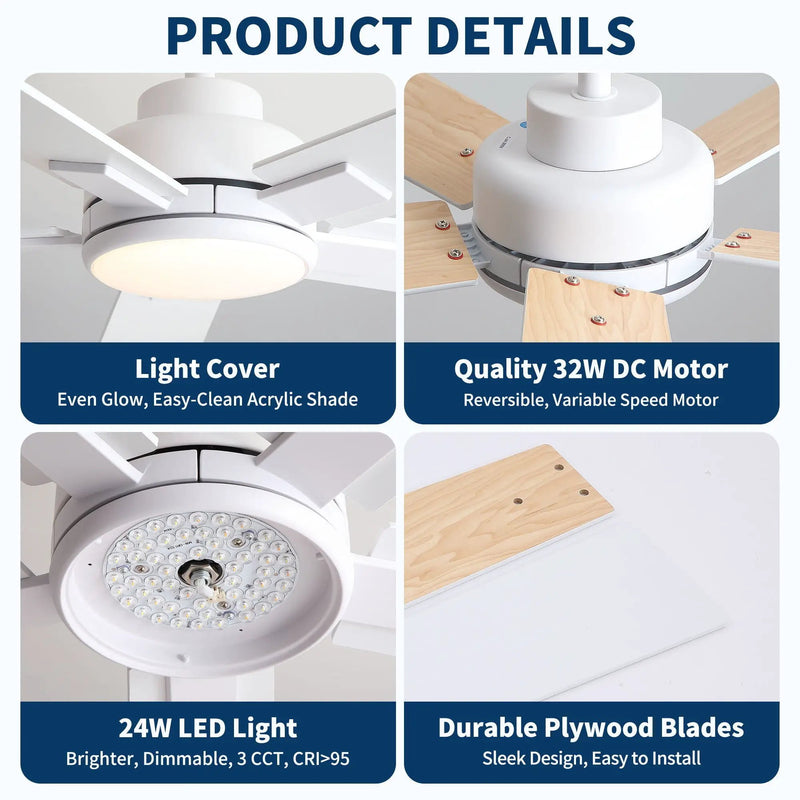 Reversible Motor Integrated LED Dimmable Ceiling Fan With Light by HouseOfZazla