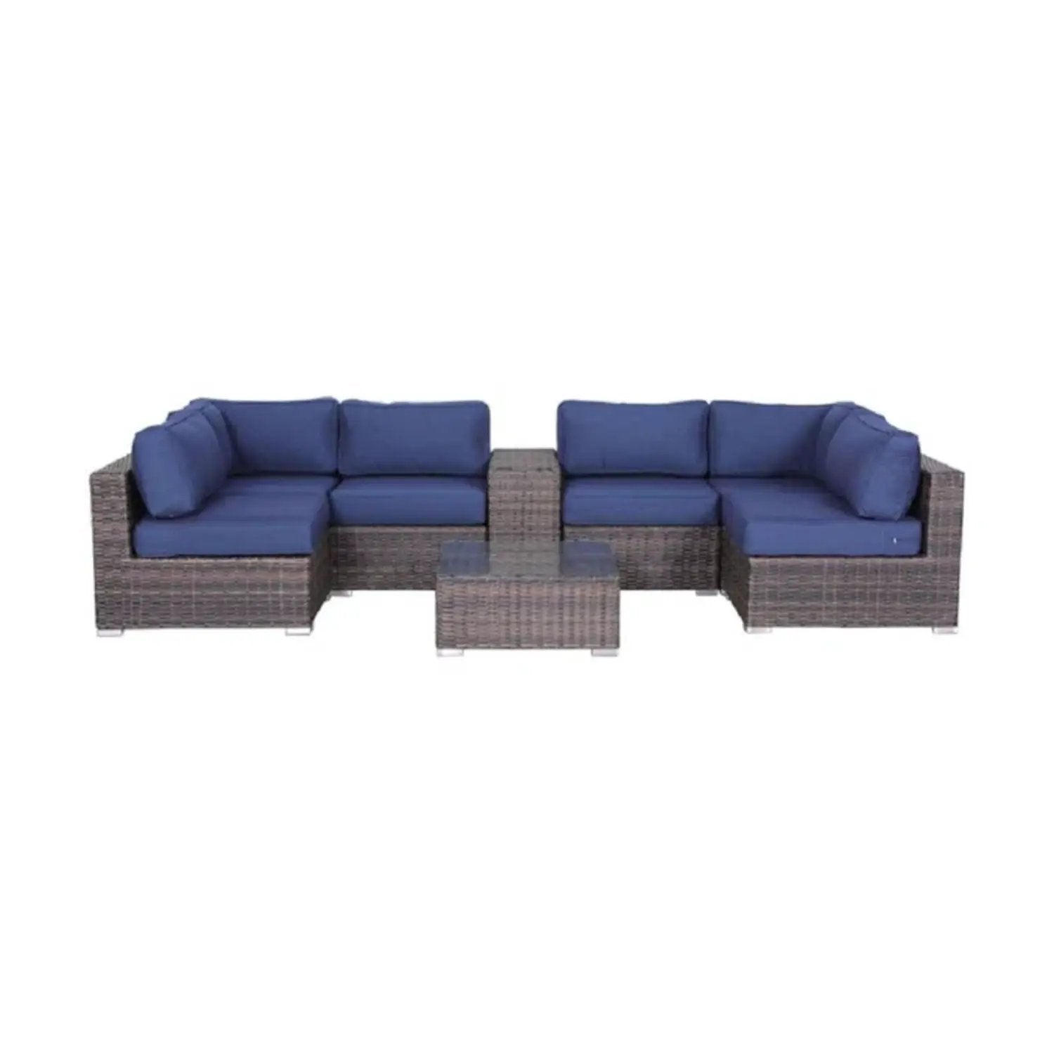 Elegant 4 Person Wicker Patio Seating Set With Cushions And Glass Top Table by HouseOfZazla