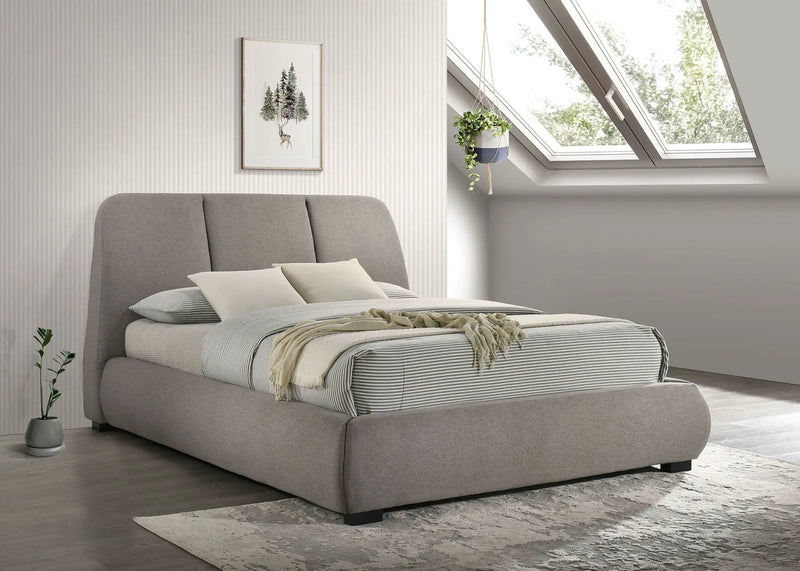 Mokena 46-inch Upholstered Queen Platform Bed Taupe by Unique Piece Furniture