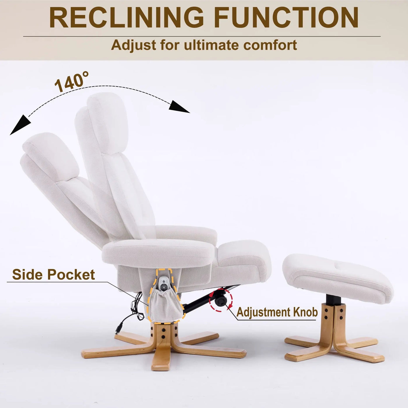 Upholstered Heated Massage 360° Swivel Accent Chair With Ottoman by HouseOfZazla