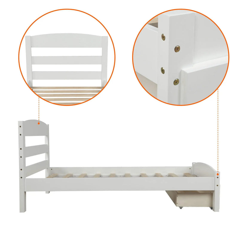 Platform Bed Frame With Storage Drawer And Wood Slat Support No Box Spring Needed by HouseOfZazla