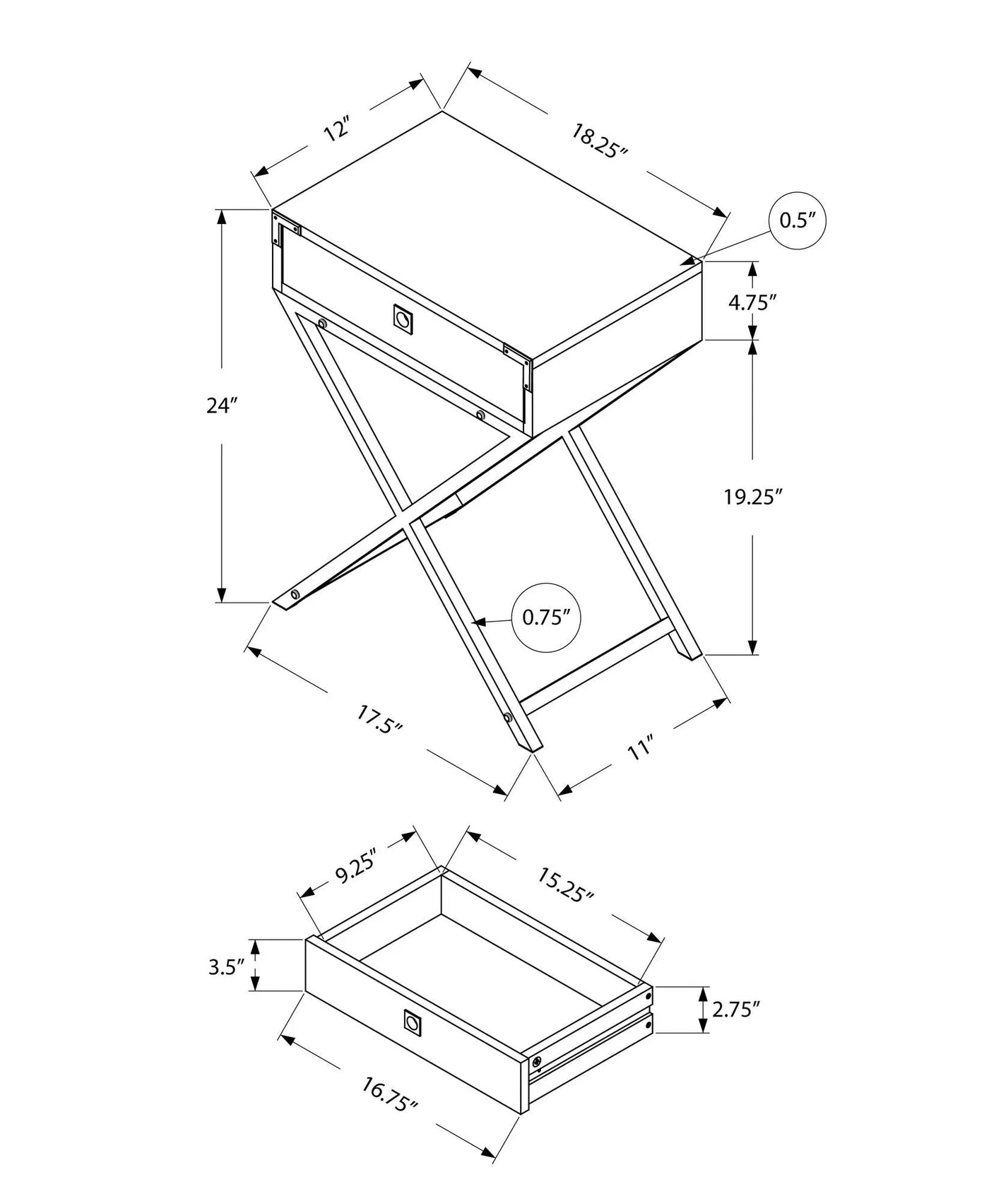 Accent Side Table, Storage Drawer, Stylish Design Contemporary & Modern by Unique Piece Furniture