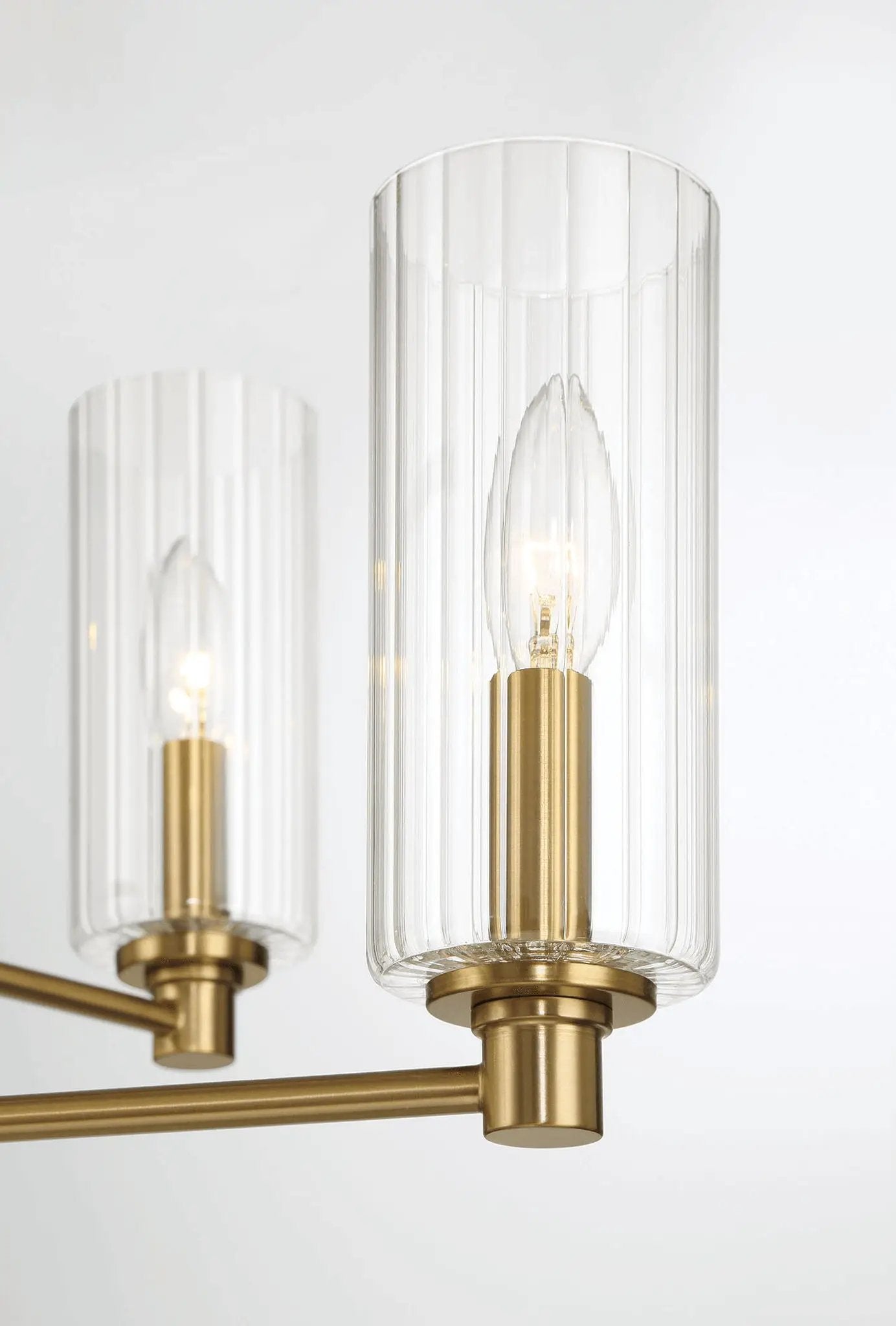 Timeless - 6 Lights Chandelier With Clear Ribbed Satin - Antique Brass / Clear / Gold by HouseOfZazla