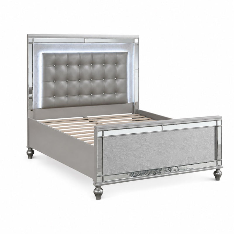 3 Piece Bedroom Set, Sleek Modern Bed With LED Nightstands by HouseOfZazla
