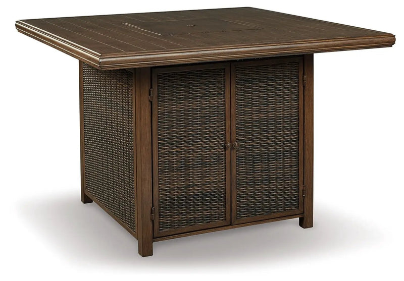 Paradise Trail - Square Bar Table w/Fire Pit - Medium Brown by Unique Piece Furniture