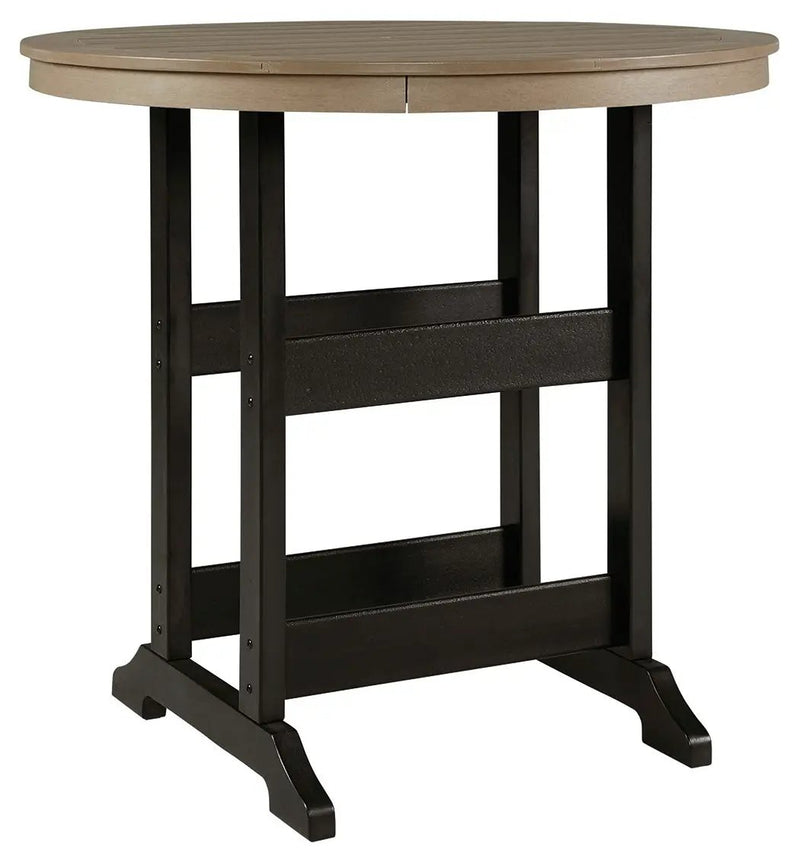 Fairen Trail - Round Bar Table w/Umb OPT - Black / Driftwood by Unique Piece Furniture