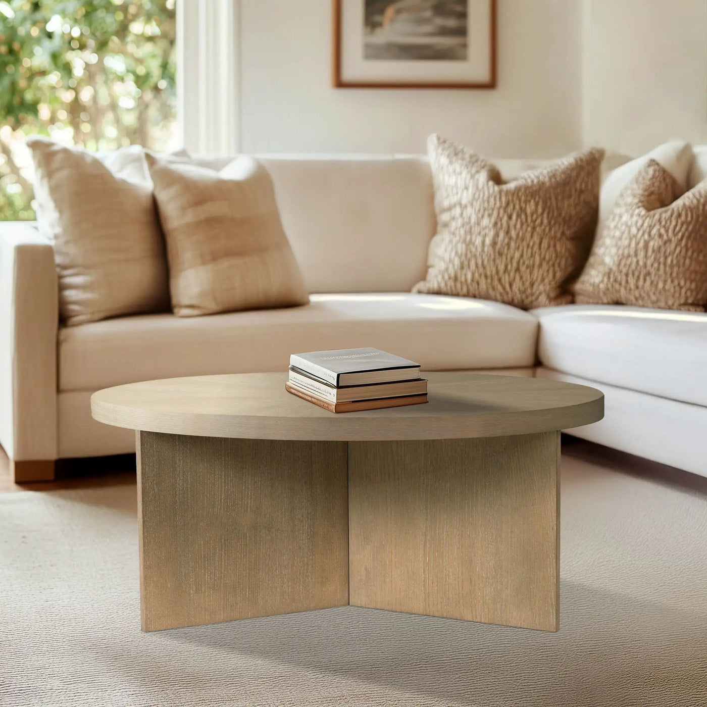 Round Coffee Table With Solid Veneer Top by Unique Piece Furniture