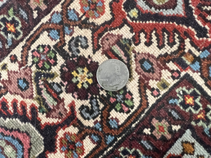 Persian Bidjar Rug 5x10, Wool Hand Knotted Vintage Carpet, Highly Detailed, Mahi Herati Pattern, 5 x 10 Oriental Rug by Jewel Rugs