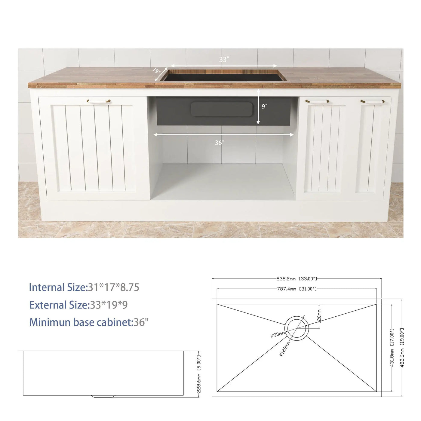 Modern Style Undermount Sink With Stainless Steel, Deep Single Bowl by HouseOfZazla