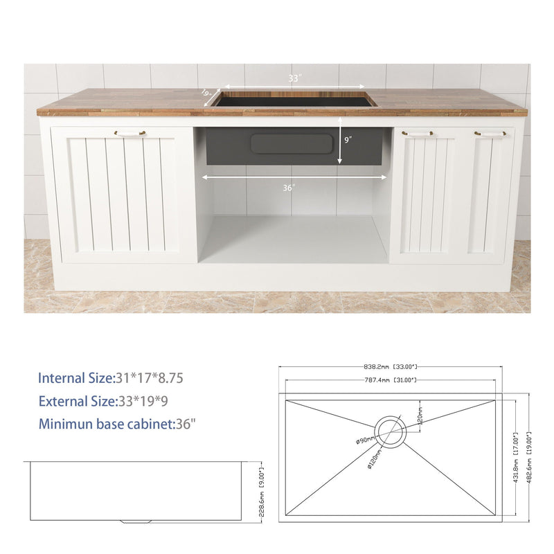 Modern Style Undermount Sink With Stainless Steel, Deep Single Bowl by HouseOfZazla