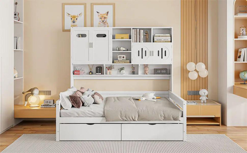 Daybed With All-In-One Cabinet And Shelf by HouseOfZazla