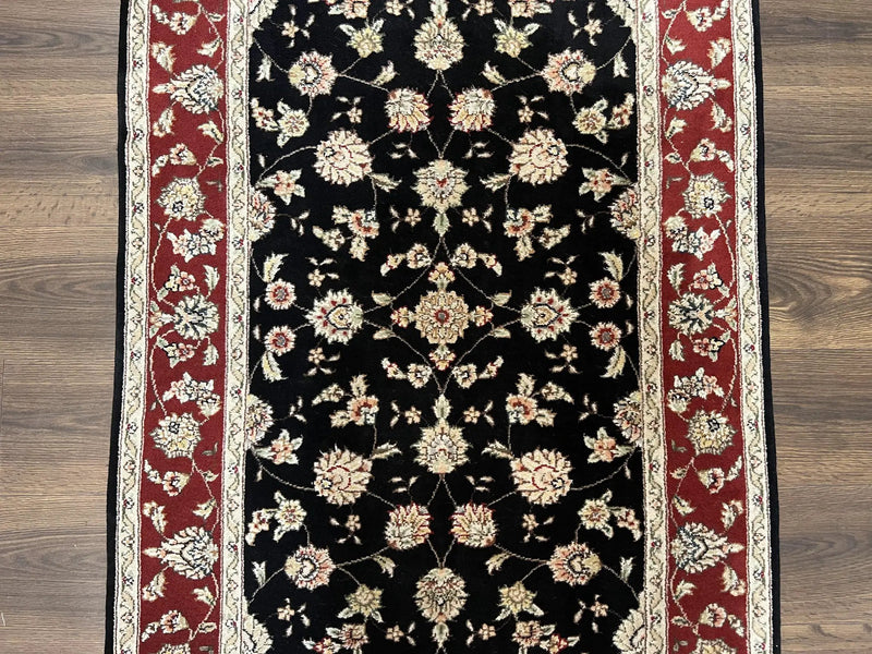 Pak Persian Rug 3x5, Black and Red, Floral Allover, Vintage Hand Knotted Wool Oriental Carpet, Pakistani Rug, Small Handmade Area Rug 3 x 5 by Jewel Rugs