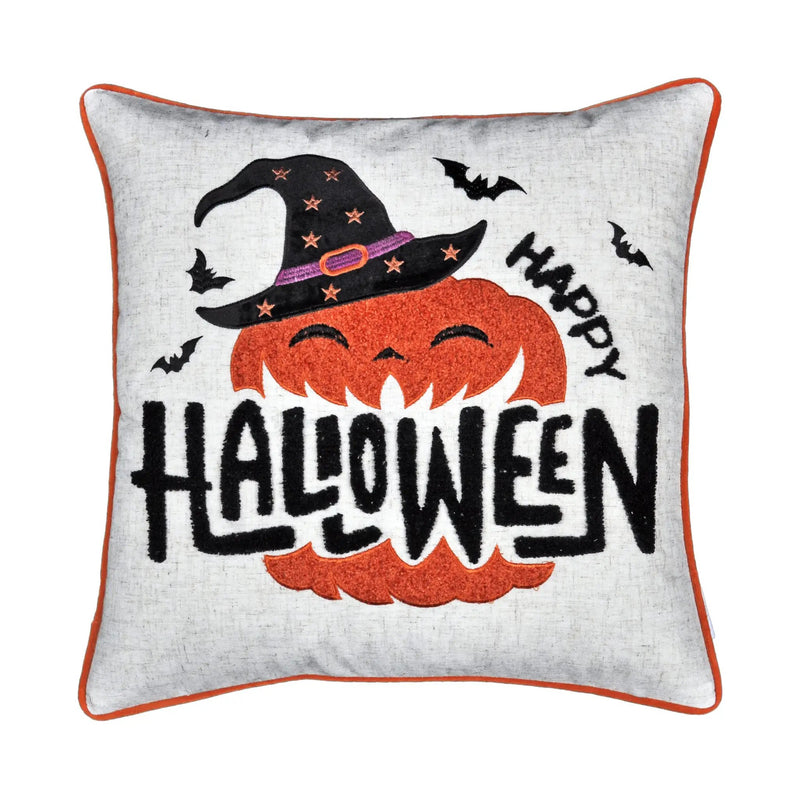 Happy Halloween Pumpkin Witch Throw Pillow Set of 2 by HouseOfZazla