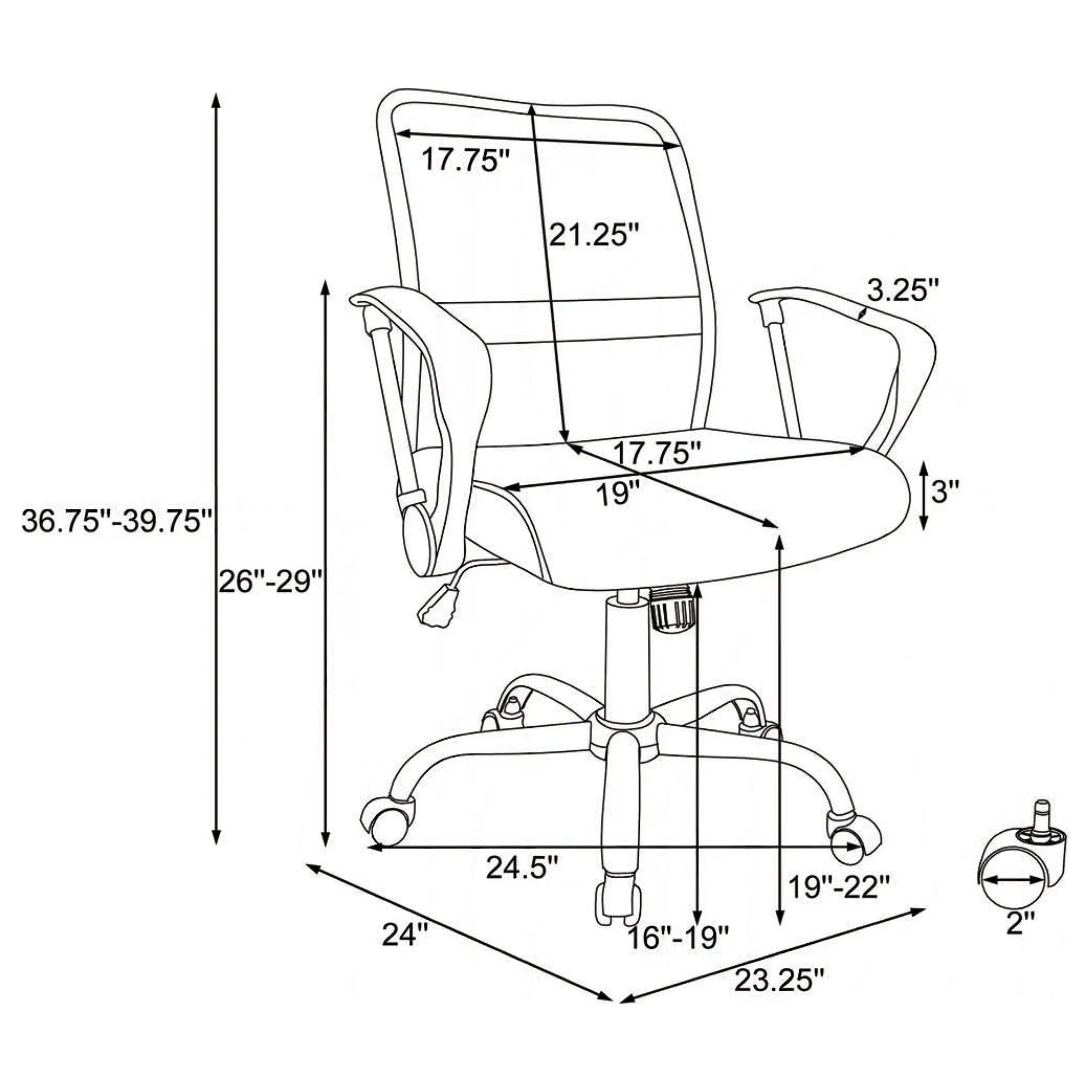 Swivel Office Chair With Base Adjustable Height - Black