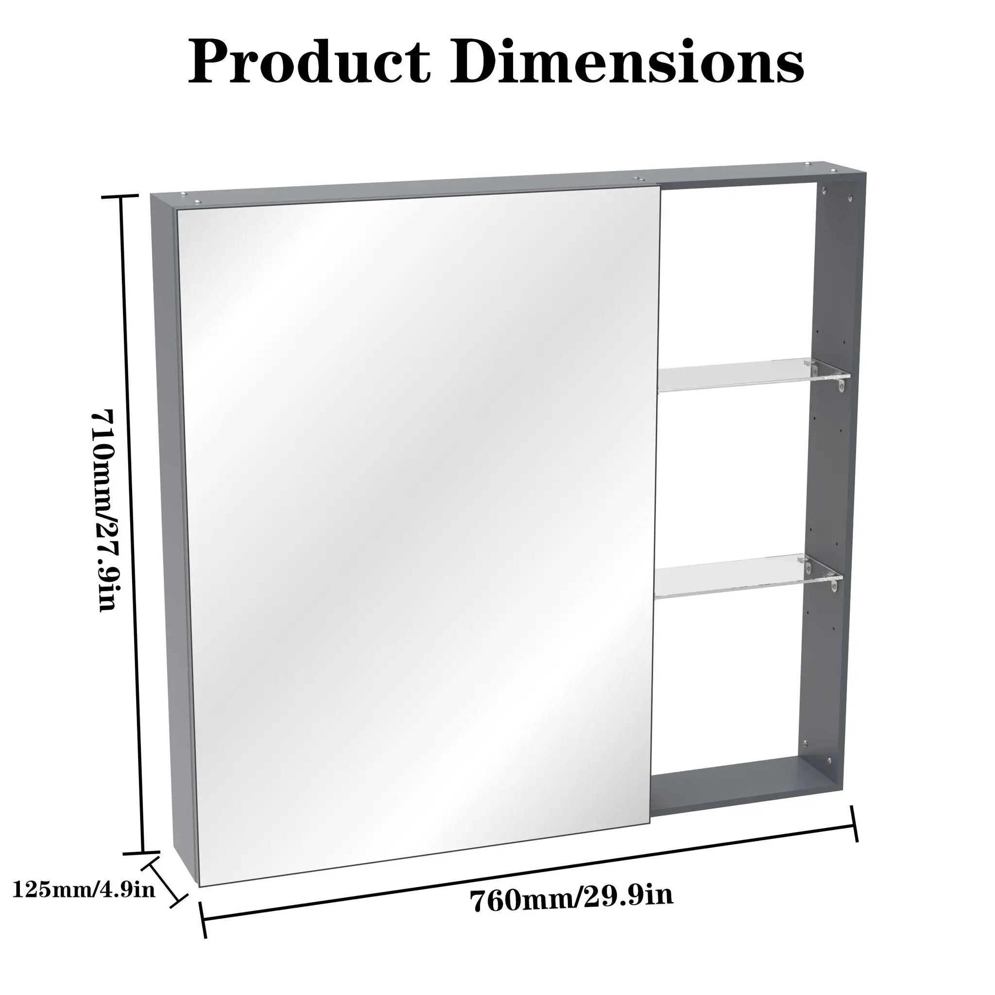 Medicine Cabinet, Wall Mounted Bathroom Mirror With Storage, Adjustable Shelves - Black Brown by HouseOfZazla