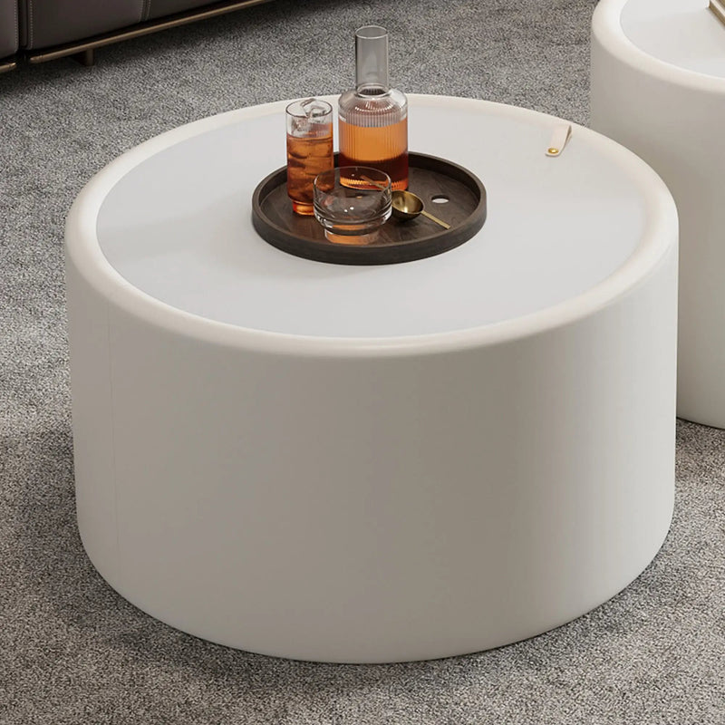 White Round Coffee Table with Tempered Glass Top by HouseOfZazla