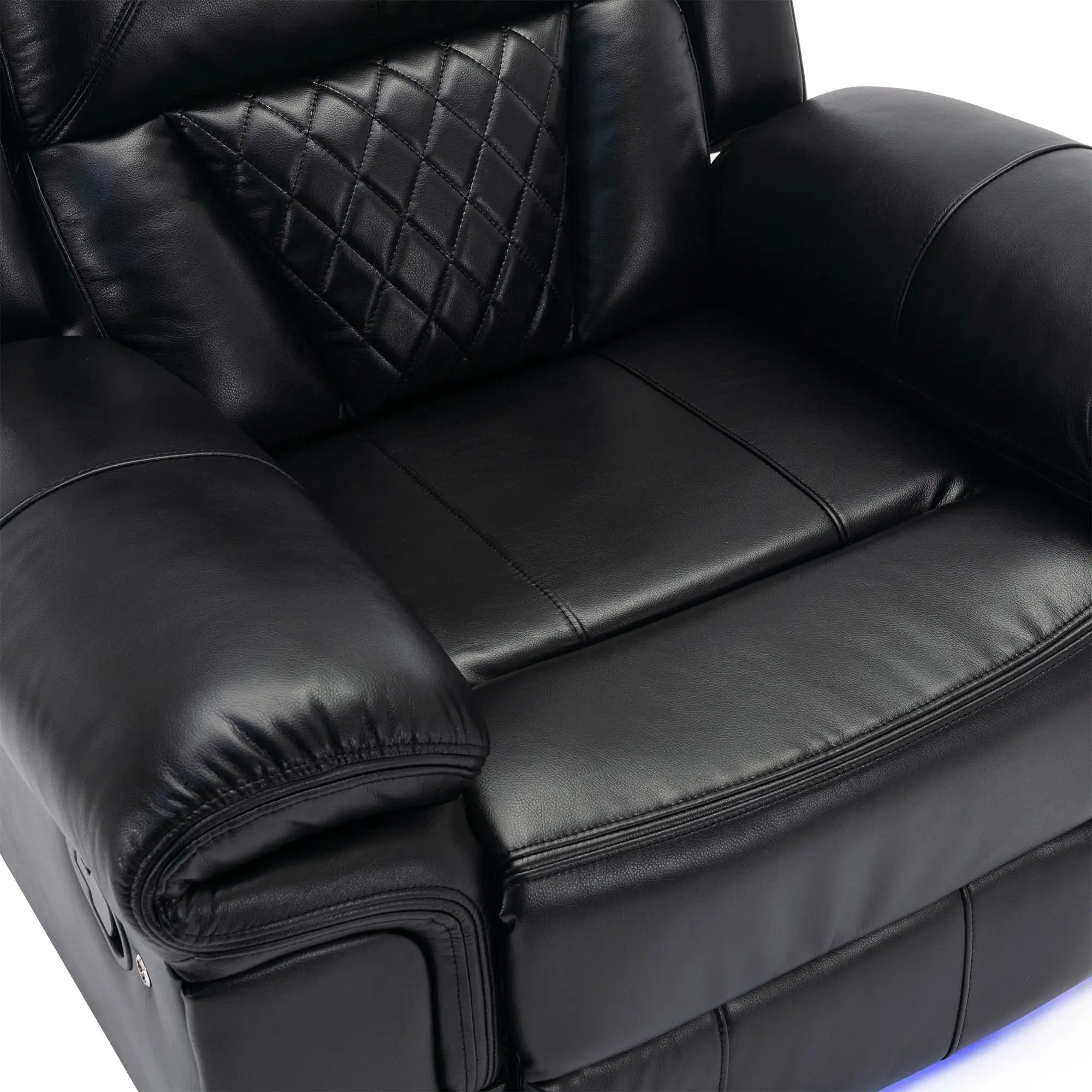 Home Theater Seating Manual Recliner Chair, Led Light Strip For Living Room - Black by HouseOfZazla