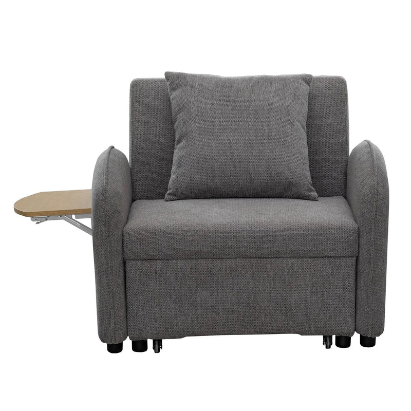 Convertible Single Chair Bed 3 In 1 Sofa With Computer Board And USB Ports - Gray