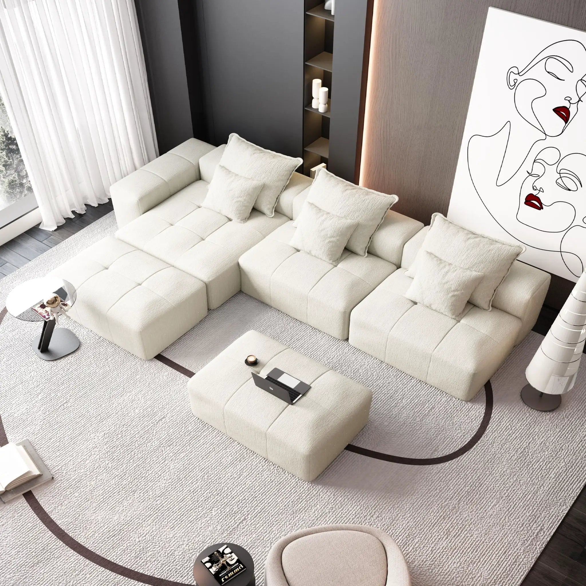 Modern Oversized DIY Combination Modular Sectional Sofa With Pillows by HouseOfZazla