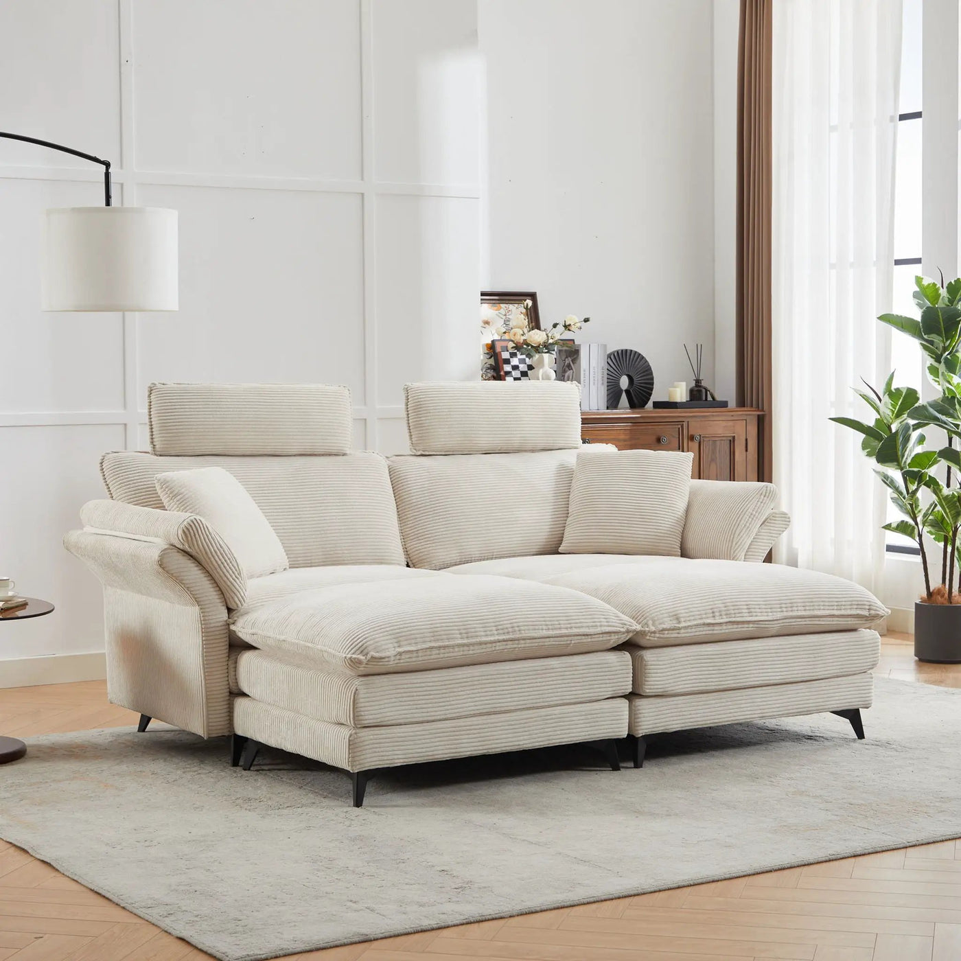 Modern Deep Seat Sectional Sofa With Ottoman by Unique Piece Furniture
