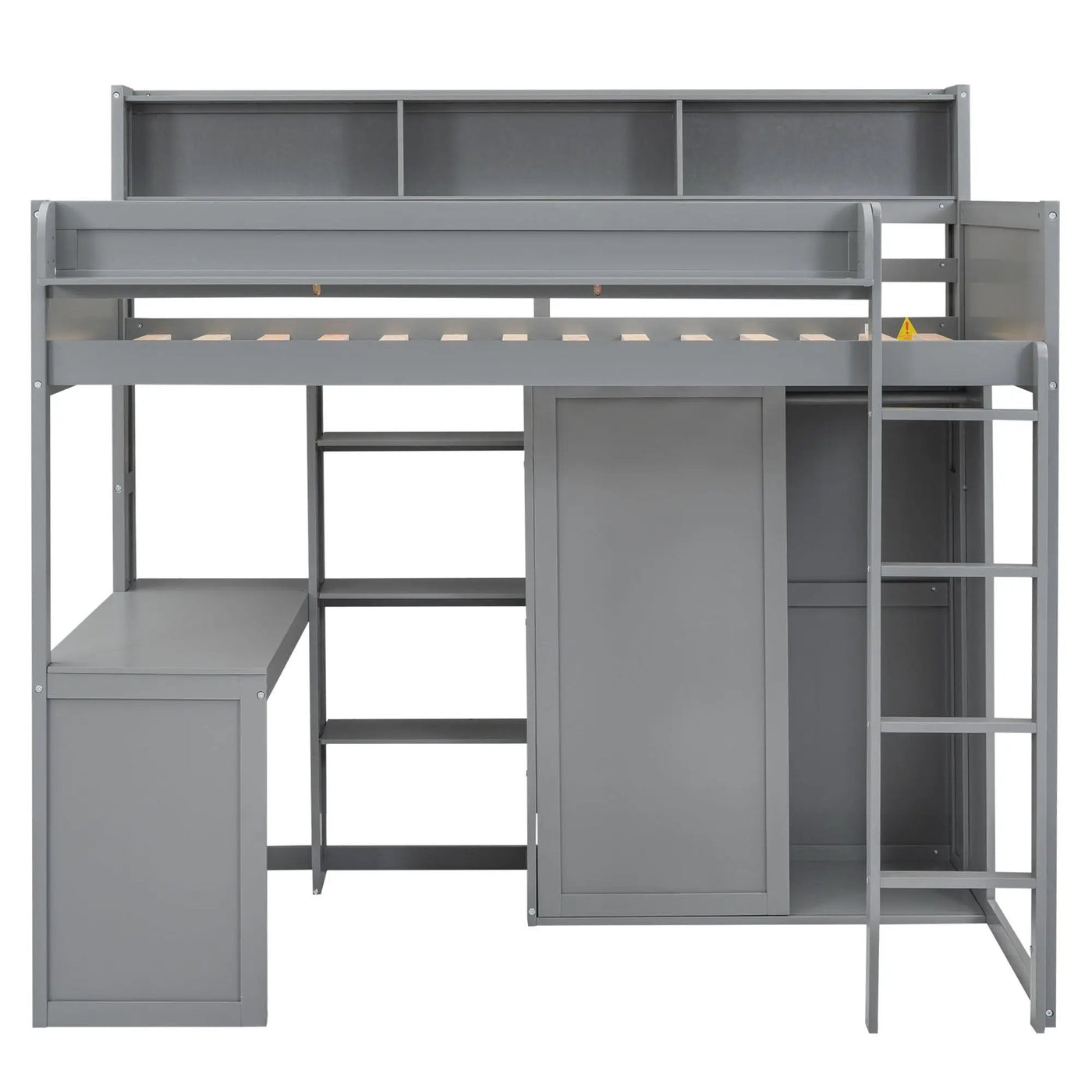 Loft Bed With Built In Desk, Storage Shelves, And Wardrobe by HouseOfZazla