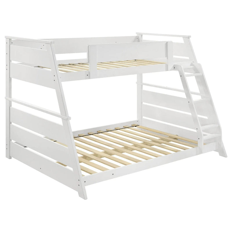 Holden Wood Veneer Twin Over Full Bunk Bed White by Unique Piece Furniture