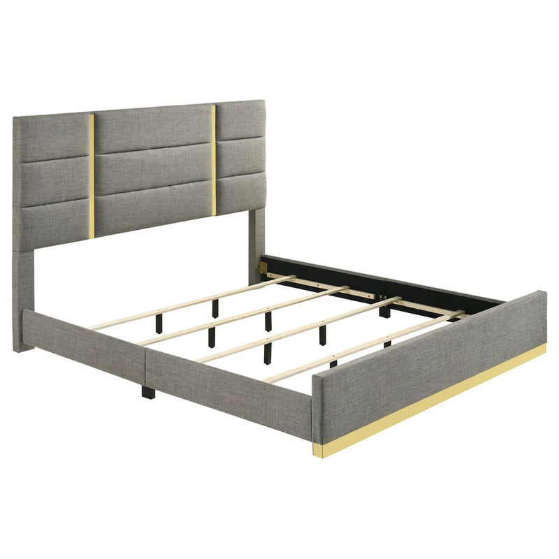 Ines 56-inch Fabric Upholstered Eastern King Panel Bed Grey by Unique Piece Furniture