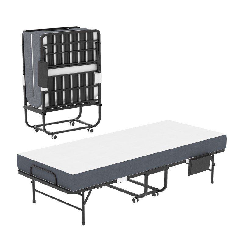 75 Inch Folding Bed with 5" Memory Foam Mattress by HouseOfZazla